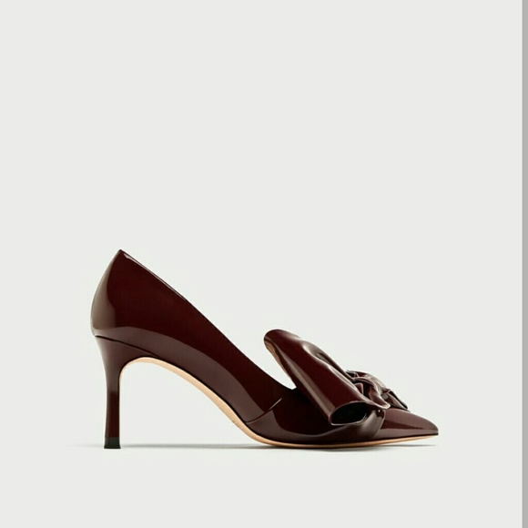 Zara Faux Patent Court shoes with bow 6 or 6.5 - Picture 2 of 8